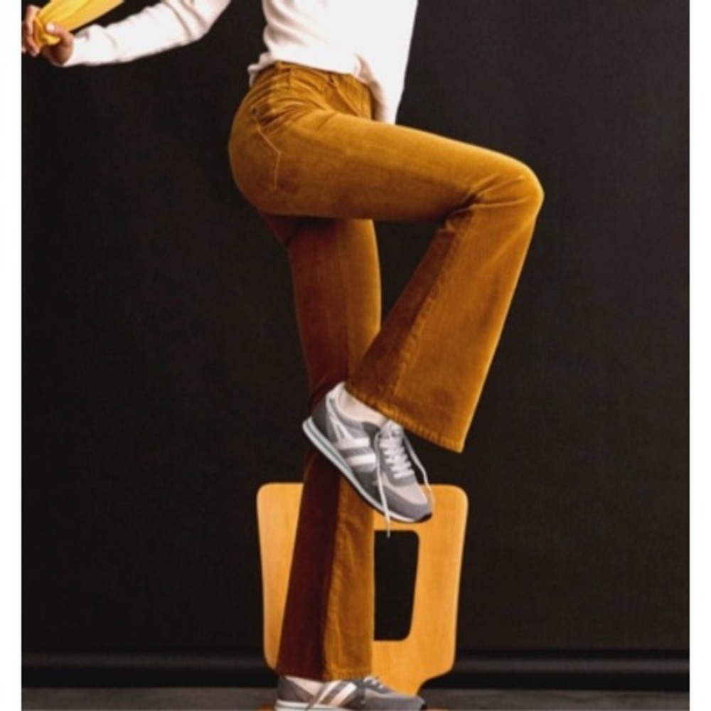 Pilcro Pull-On Icon Flare Corduroy Pants Olive Gold‎ 26 70s Boho Retro  Cottage